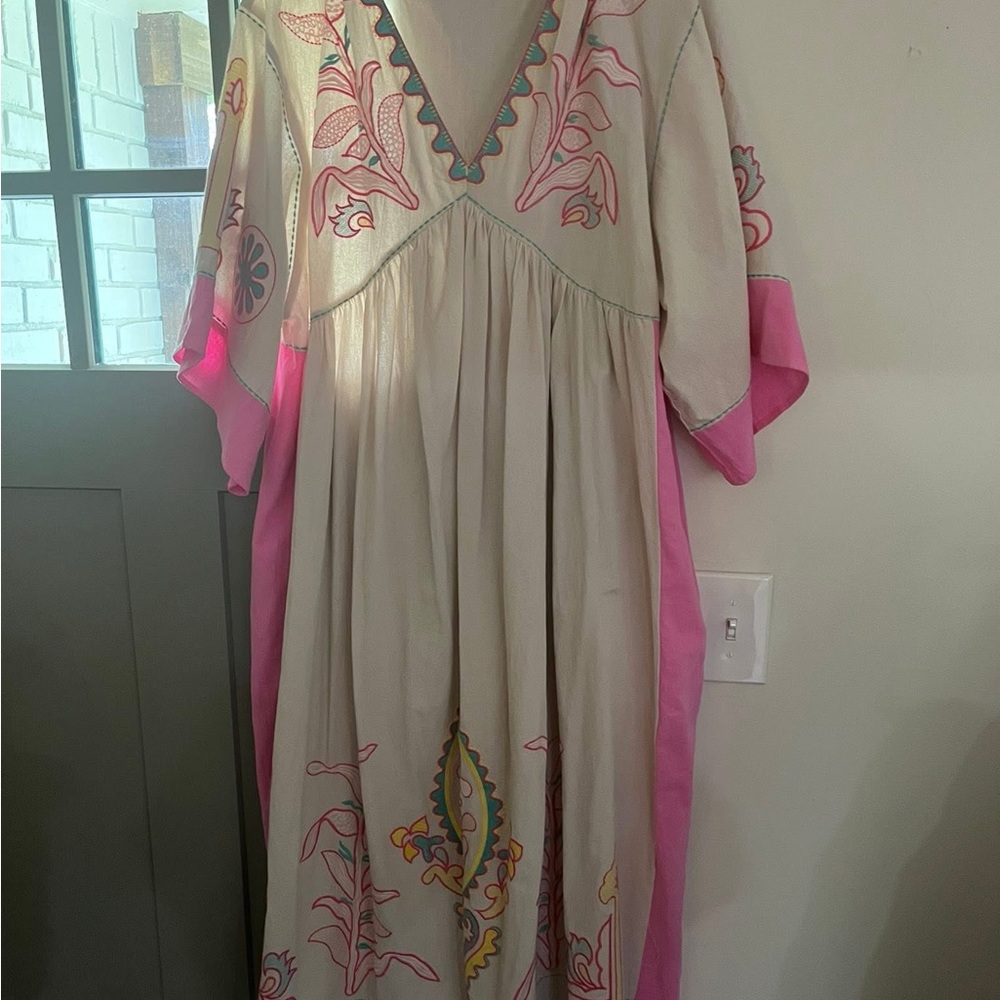 Boutique Blue Velvet Pink and Cream Maxi Dress
